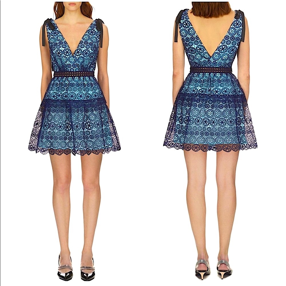 Self-Portrait Guipure Lace Mini Dress